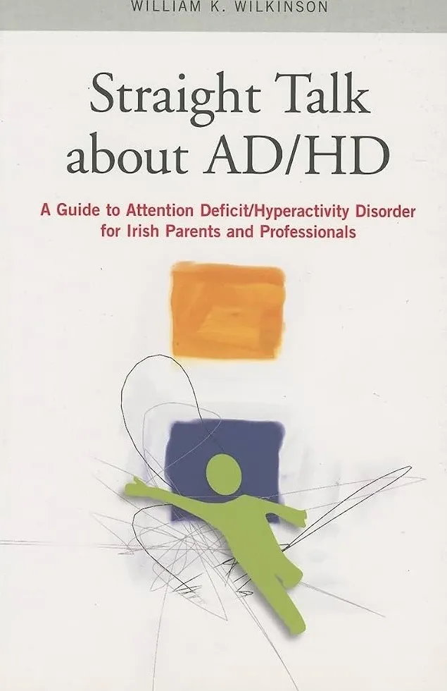 Front cover of Straight Talk about AD/HD — a green figure of a leaping child in front of orange and blue blocks