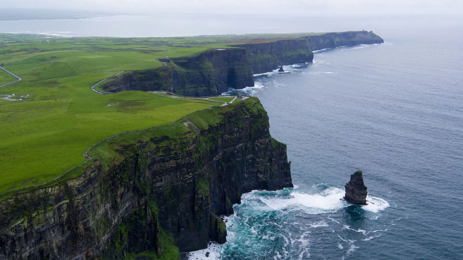 The Cliffs of Moher meeting the Atlantic on the west coast of Ireland